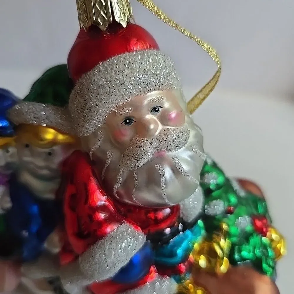 Lao Mai Blown Glass Christmas Ornament Santa On Sleigh Sled Kids Tree 5